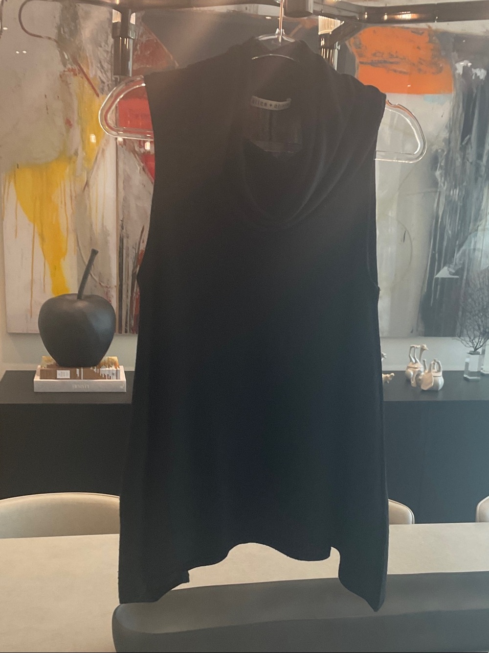 Alice + Olivia Black Sleeveless Cowl Neck Tank